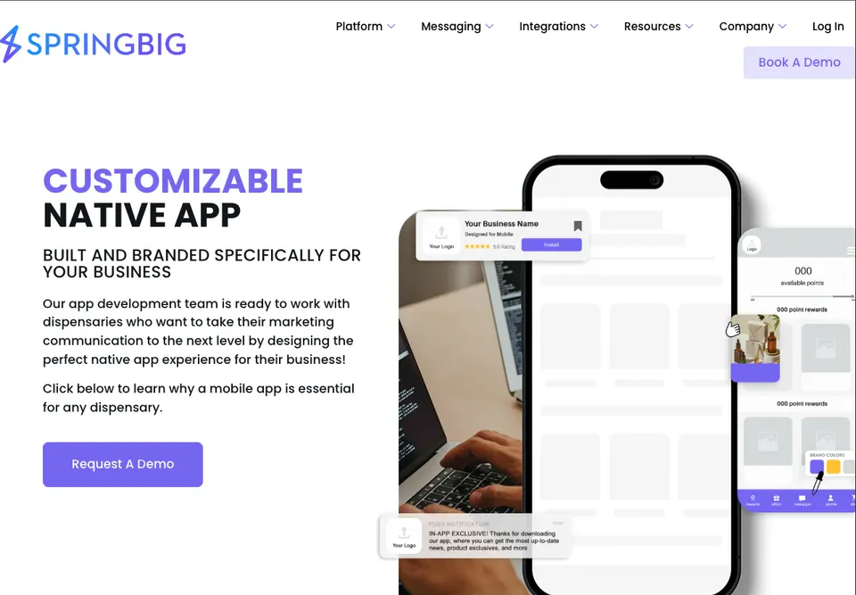 Springbig white-label mobile push notification platform built by South Pointe Technologies